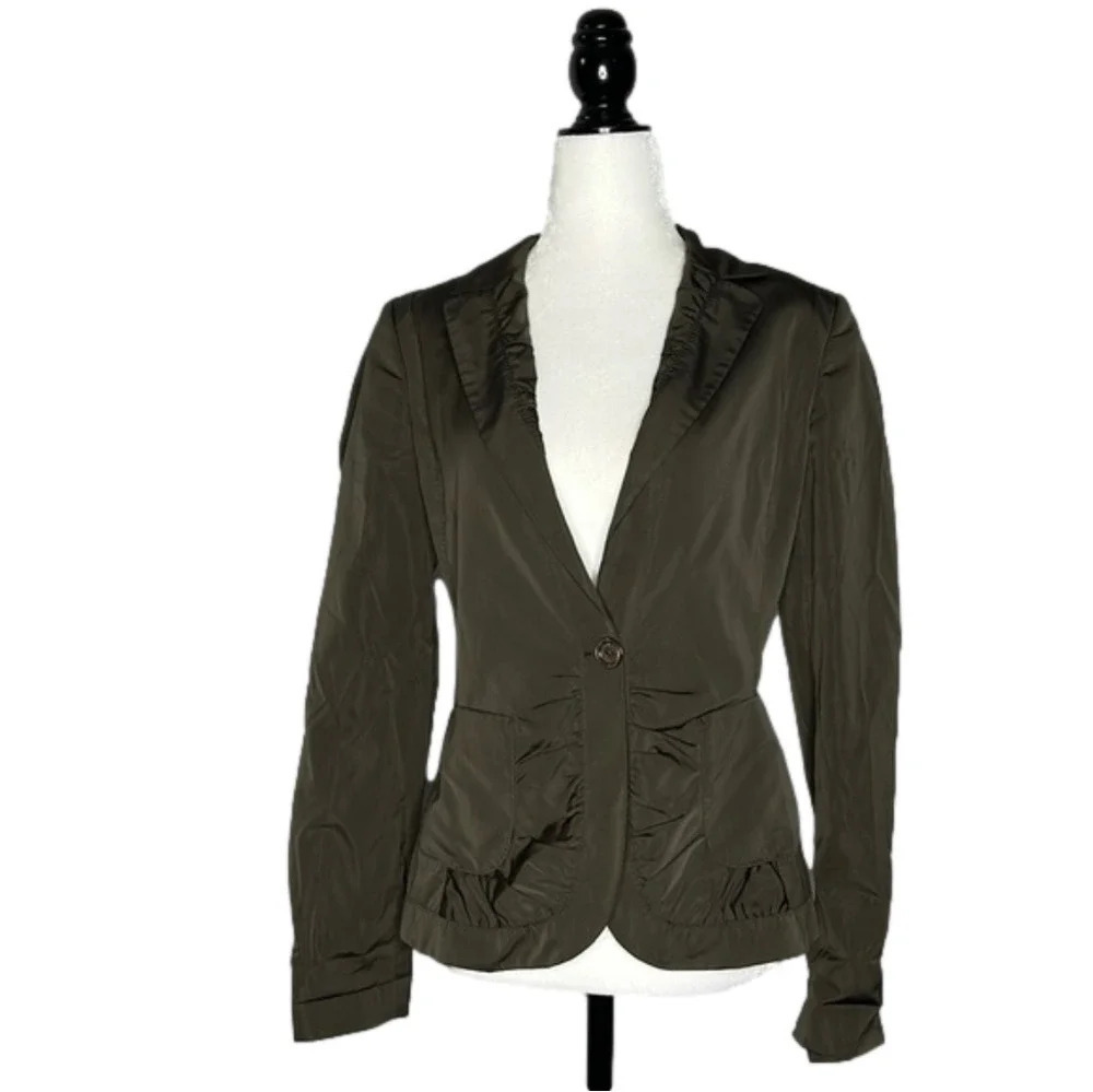 Boss Brown silk blend ruched blazer size 4